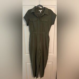 Nine West Plus Utility Collection Womens Olive Jumpsuit Pockets Sz Md no belt